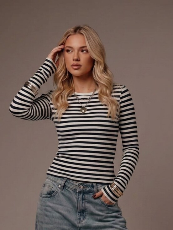 Maurices Tops - Maurices Black and White Striped Long Sleeve Top